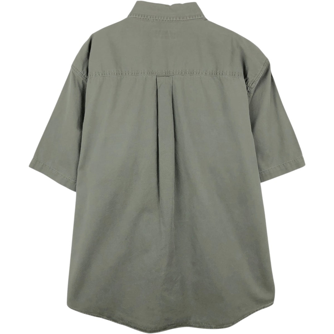 Carhartt Hidden Button Down Short Sleeve Work Shirt, Men's Size L cotton Khaki type Vintage Second Hand