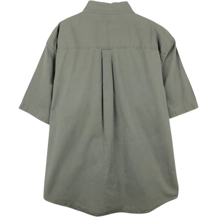 Carhartt Hidden Button Down Short Sleeve Work Shirt, Men's Size L cotton Khaki type Vintage Second Hand