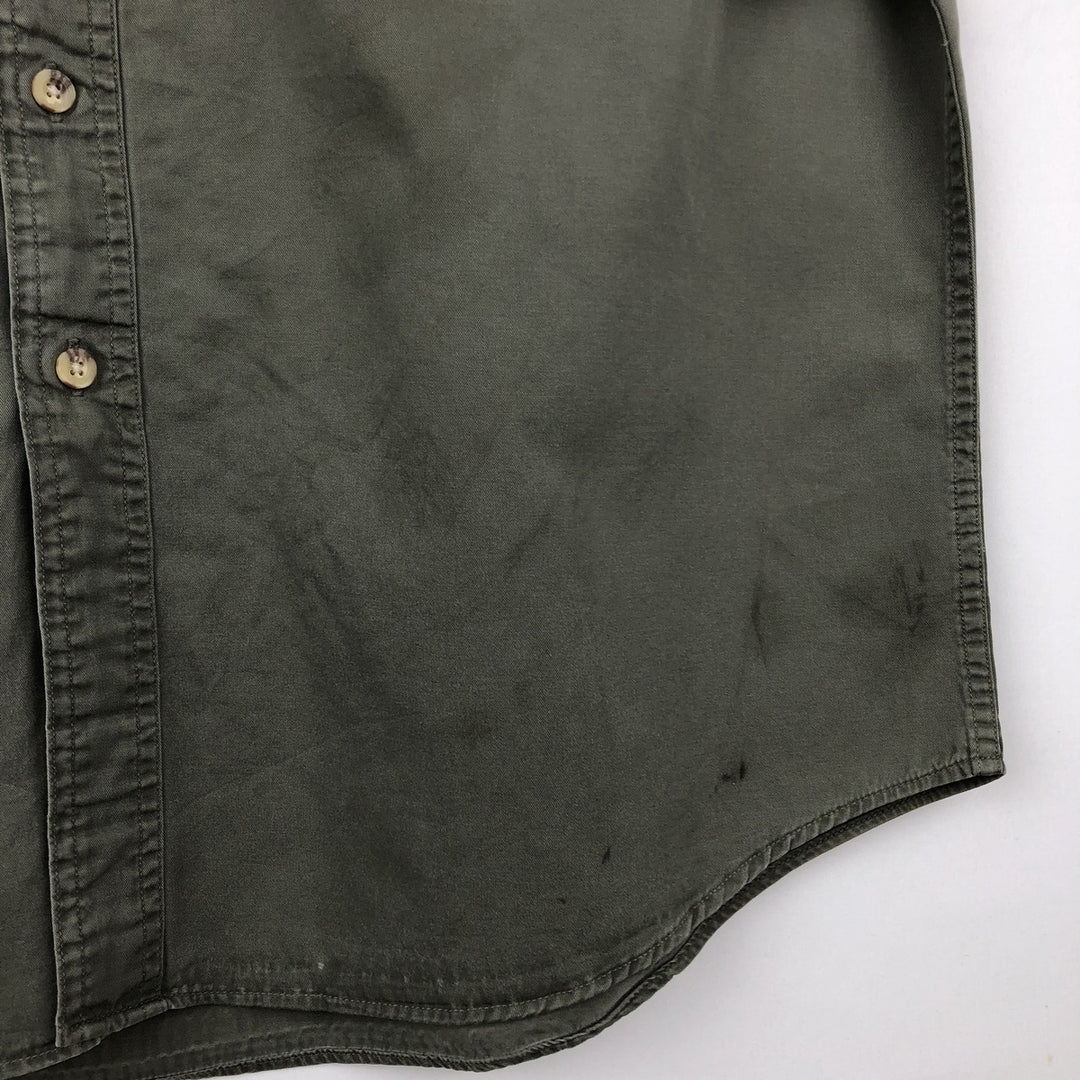 Carhartt Hidden Button Down Short Sleeve Work Shirt, Men's Size L cotton Khaki type Vintage Second Hand