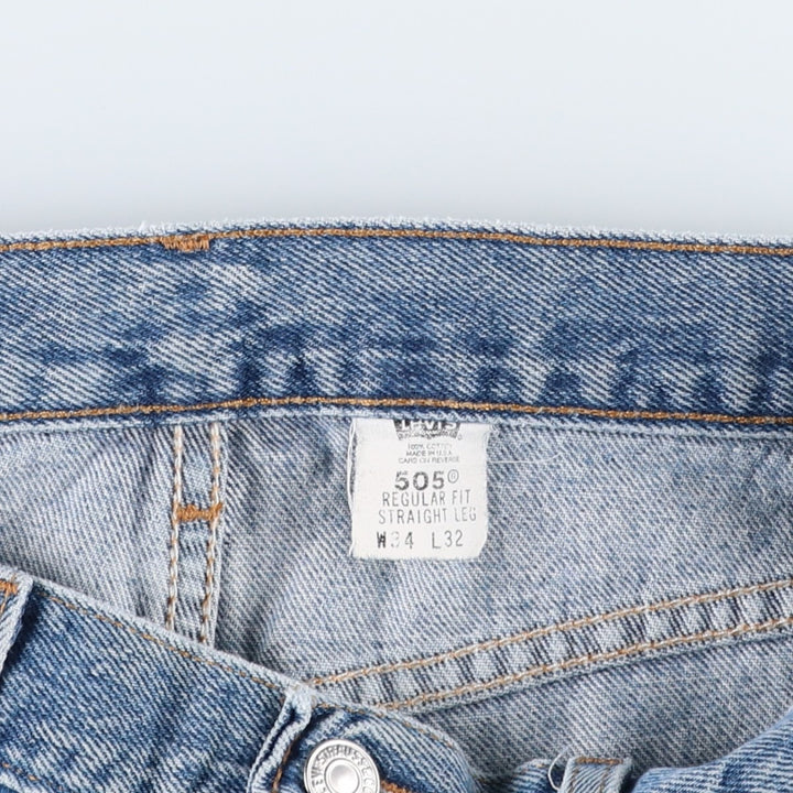 00'S Levi's 505 REGULAR FIT STRAIGHT LEG tapered denim pants made in USA, men's size w34 cotton blue type Vintage Second Hand