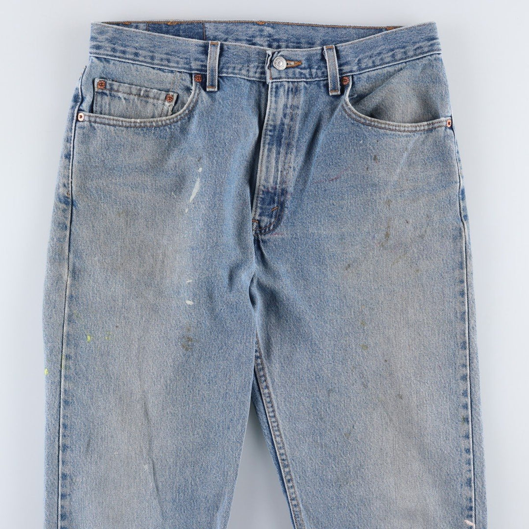 00'S Levi's 505 REGULAR FIT STRAIGHT LEG tapered denim pants made in USA, men's size w34 cotton blue type Vintage Second Hand