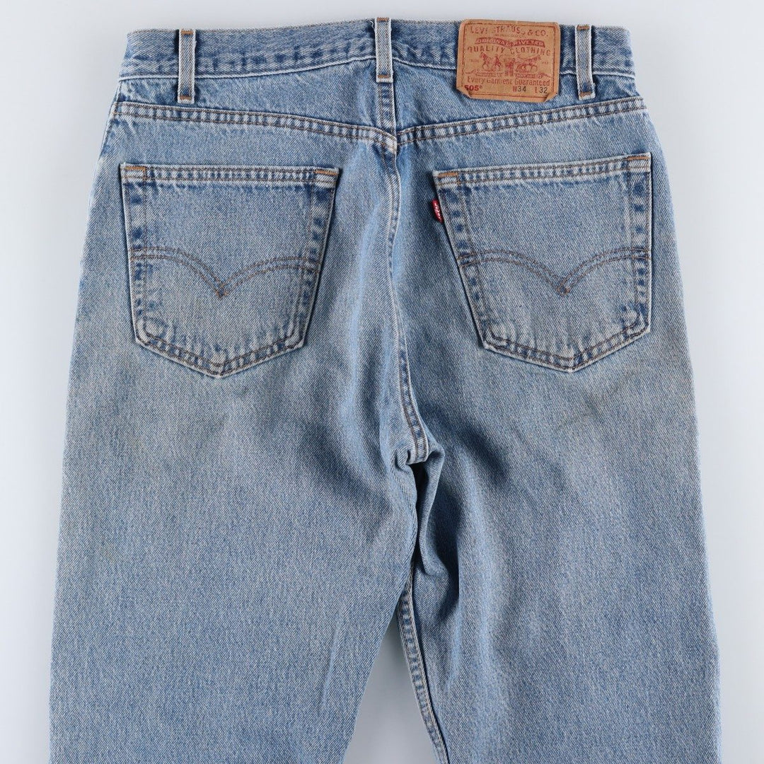 00'S Levi's 505 REGULAR FIT STRAIGHT LEG tapered denim pants made in USA, men's size w34 cotton blue type Vintage Second Hand