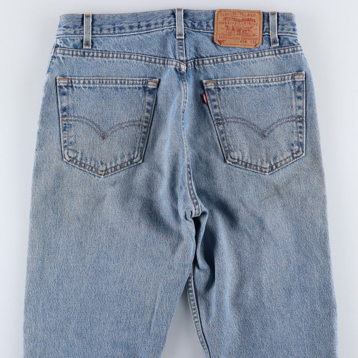 00'S Levi's 505 REGULAR FIT STRAIGHT LEG tapered denim pants made in USA, men's size w34 cotton blue type Vintage Second Hand