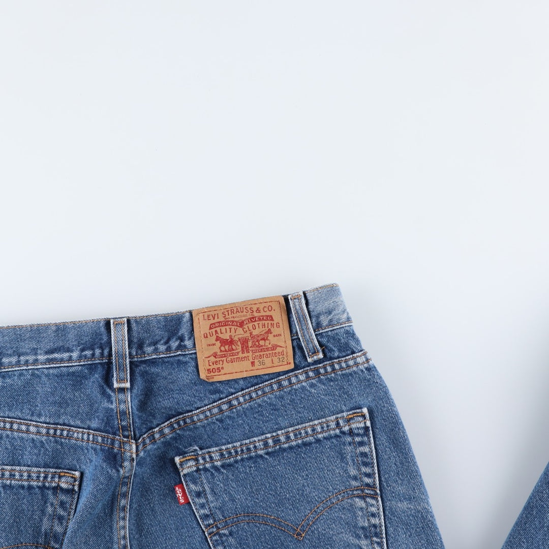 1990'S Levi's 505-0216 Regular Fit Straight Leg Tapered Denim Pants, Made in USA, Men's Size W34 (approx.), Vintage cotton blue type Vintage Second Hand
