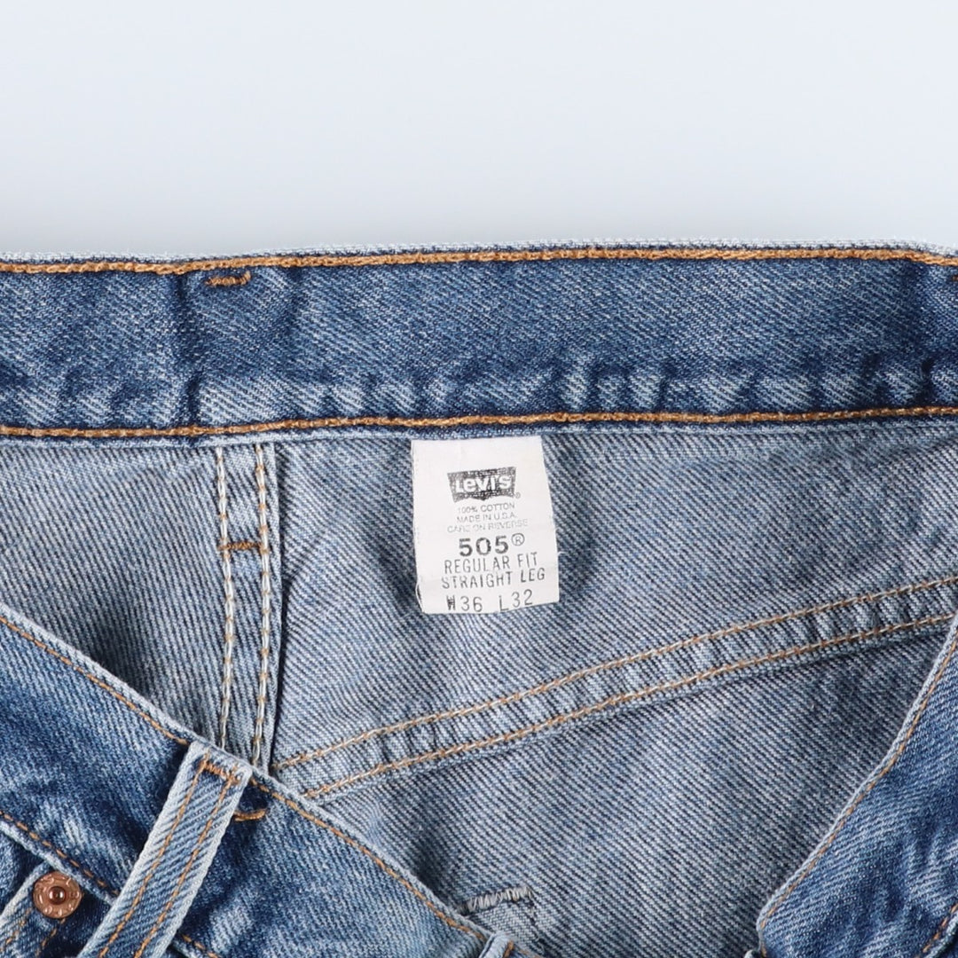1990'S Levi's 505-0216 Regular Fit Straight Leg Tapered Denim Pants, Made in USA, Men's Size W34 (approx.), Vintage cotton blue type Vintage Second Hand