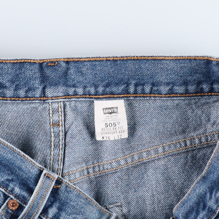 1990'S Levi's 505-0216 Regular Fit Straight Leg Tapered Denim Pants, Made in USA, Men's Size W34 (approx.), Vintage cotton blue type Vintage Second Hand