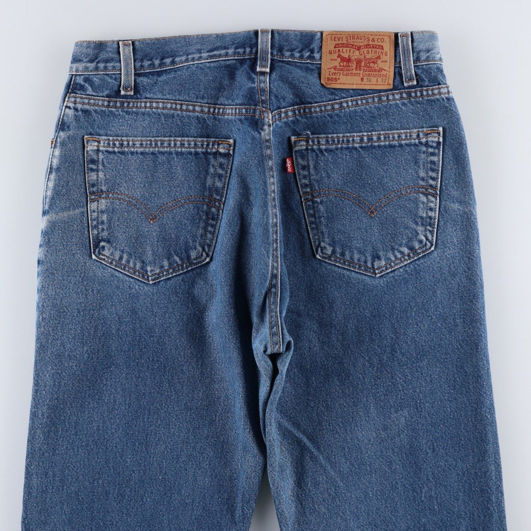 1990'S Levi's 505-0216 Regular Fit Straight Leg Tapered Denim Pants, Made in USA, Men's Size W34 (approx.), Vintage cotton blue type Vintage Second Hand