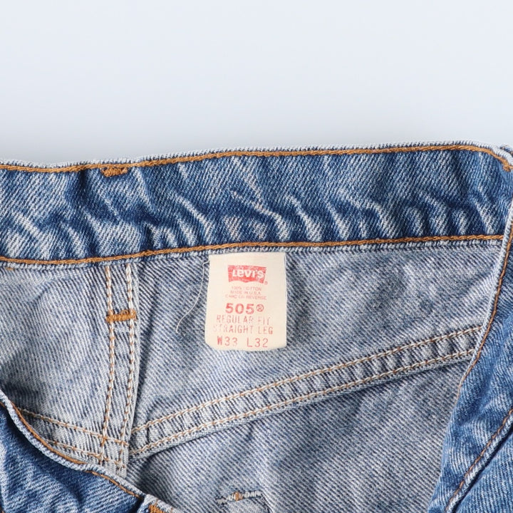 1990'S Levi's 505-0217 Regular Fit Straight Leg Tapered Denim Pants, Made in USA, Men's Size W33 (approx.), Vintage cotton blue type Vintage Second Hand