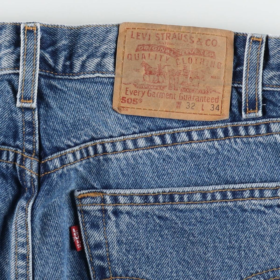 00'S Levi's 505 REGULAR FIT STRAIGHT LEG tapered denim pants for men, size w32 cotton blue type Vintage Second Hand