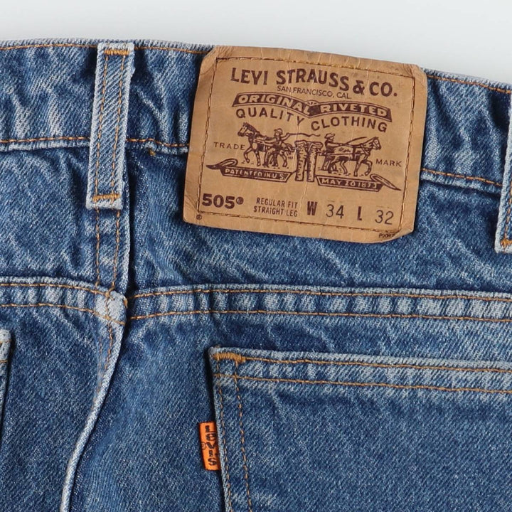 90'S Levi's 505 REGULAR FIT STRAIGHT LEG Orange Tab Tapered Denim Pants Men's W33 Vintage cotton blue type Vintage Second Hand