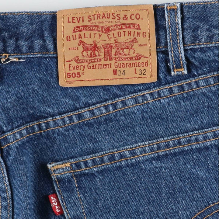 90'S Levi's 505 REGULAR FIT STRAIGHT LEG tapered denim pants for men, size W34, vintage cotton blue type Vintage Second Hand