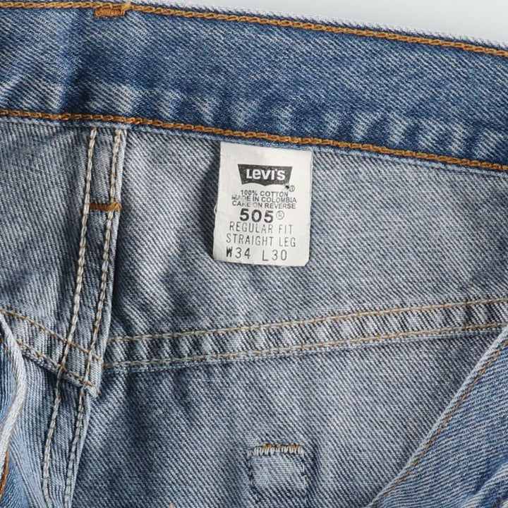 90'S Levi's 505 REGULAR FIT STRAIGHT LEG tapered denim pants for men, size W34, vintage cotton blue type Vintage Second Hand