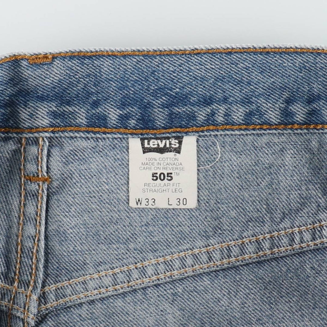 1990'S Levi's 505 Regular Fit Straight Leg Tapered Denim Pants, Made in Canada, Men's Size W33 (approx.), Vintage cotton blue type Vintage Second Hand