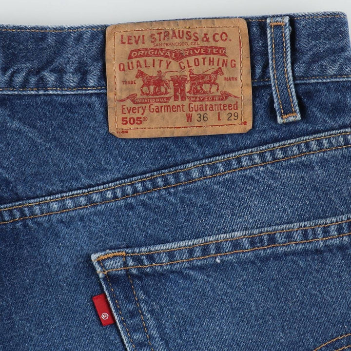 00'S Levi's 505 REGULAR FIT STRAIGHT LEG tapered denim pants for men, size w34 cotton blue type Vintage Second Hand