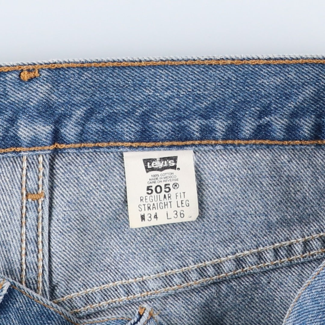 00'S Levi's 505 REGULAR FIT STRAIGHT LEG tapered denim pants for men, size w34 cotton blue type Vintage Second Hand