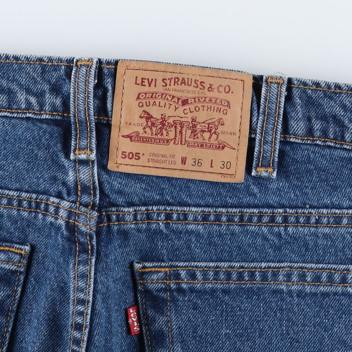 1990'S Levi's 505-0254 Original Fit Straight Leg Tapered Denim Pants, Made in Canada, Men's W35 (approx.), Vintage cotton blue type Vintage Second Hand