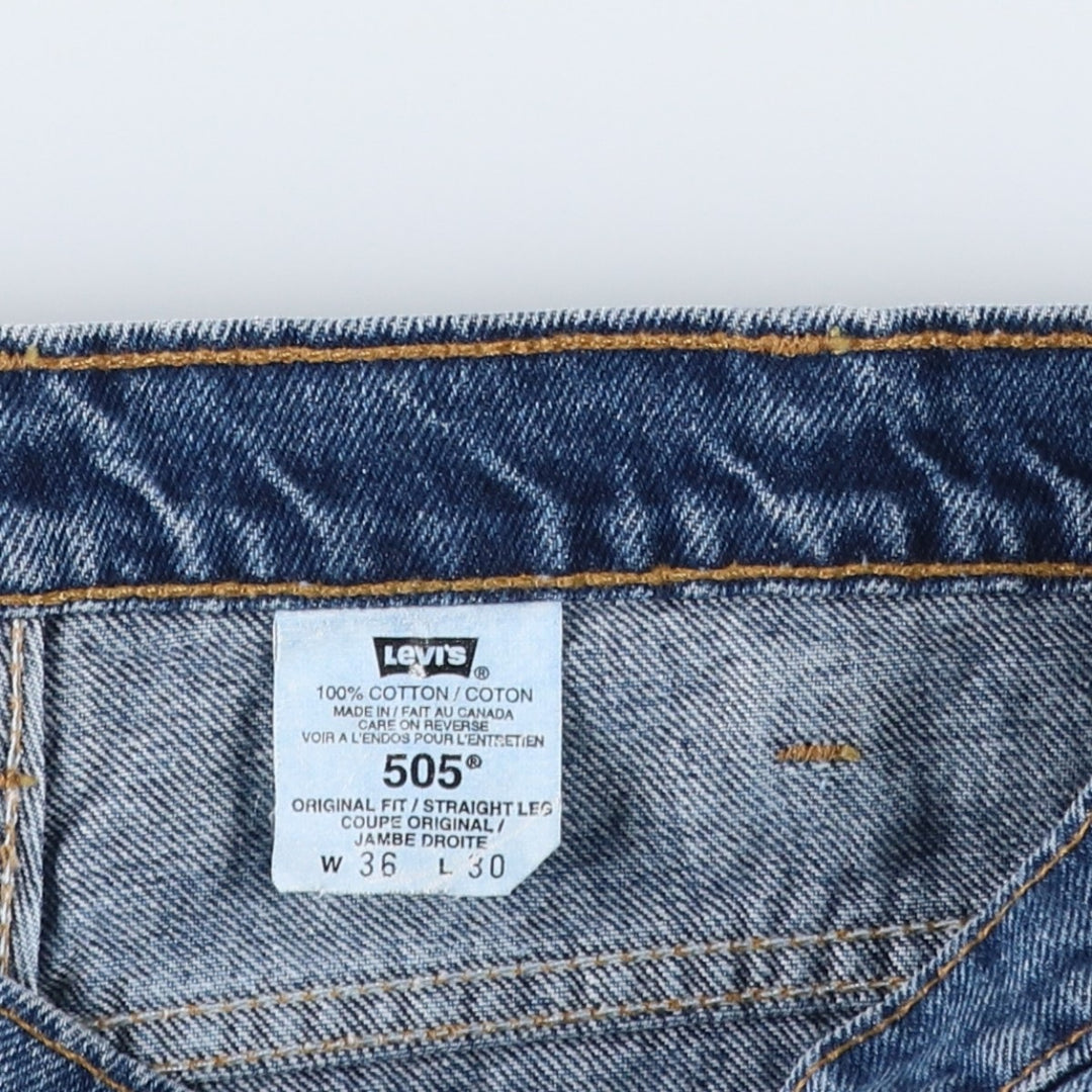 1990'S Levi's 505-0254 Original Fit Straight Leg Tapered Denim Pants, Made in Canada, Men's W35 (approx.), Vintage cotton blue type Vintage Second Hand