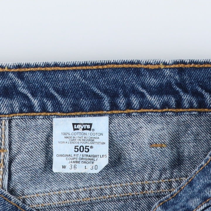 1990'S Levi's 505-0254 Original Fit Straight Leg Tapered Denim Pants, Made in Canada, Men's W35 (approx.), Vintage cotton blue type Vintage Second Hand