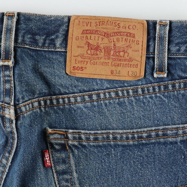 90'S Levi's 505 REGULAR FIT STRAIGHT LEG tapered denim pants for men, size W34, vintage cotton blue type Vintage Second Hand
