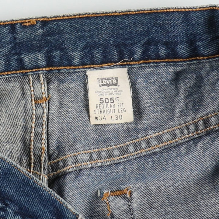 90'S Levi's 505 REGULAR FIT STRAIGHT LEG tapered denim pants for men, size W34, vintage cotton blue type Vintage Second Hand