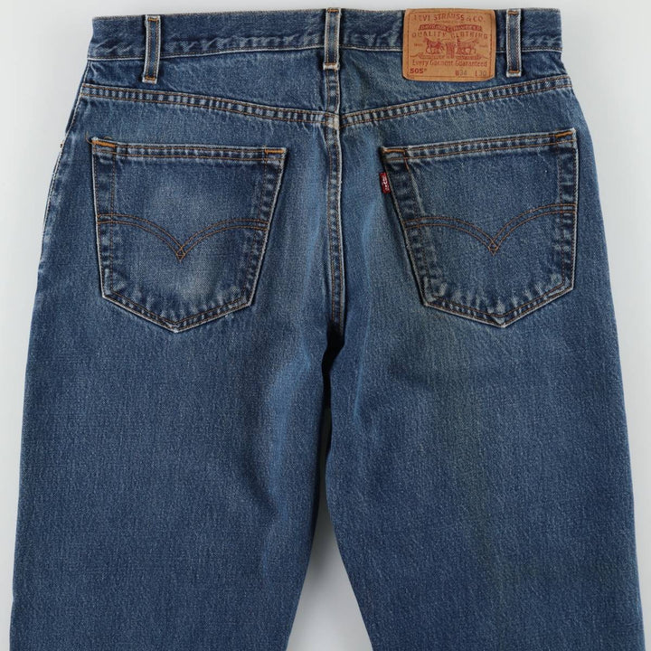 90'S Levi's 505 REGULAR FIT STRAIGHT LEG tapered denim pants for men, size W34, vintage cotton blue type Vintage Second Hand