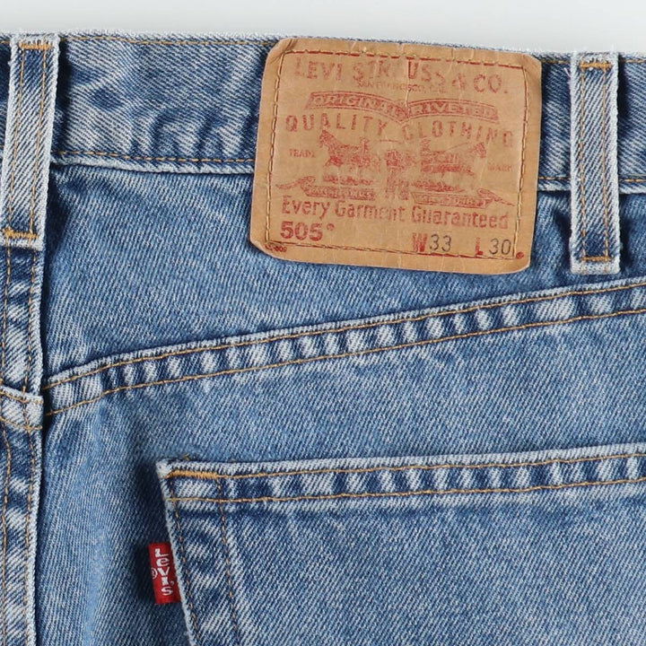 00'S Levi's 505 REGULAR FIT STRAIGHT LEG tapered denim pants for men, size w34 cotton blue type Vintage Second Hand