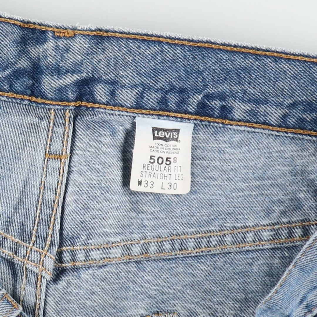 00'S Levi's 505 REGULAR FIT STRAIGHT LEG tapered denim pants for men, size w34 cotton blue type Vintage Second Hand