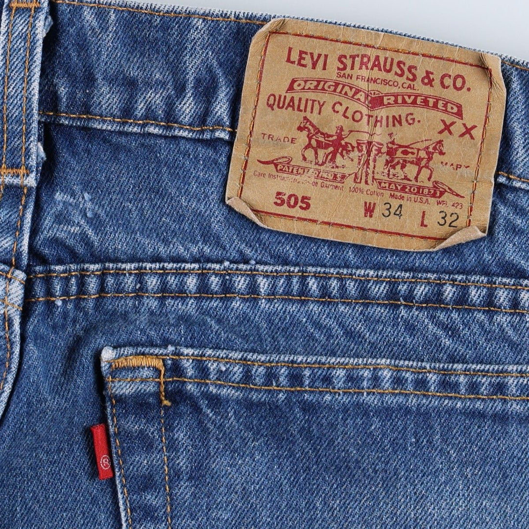 90'S Levi's 505-0216 Tapered Denim Pants, Made in USA, Men's, Size W33, Vintage cotton blue type Vintage Second Hand