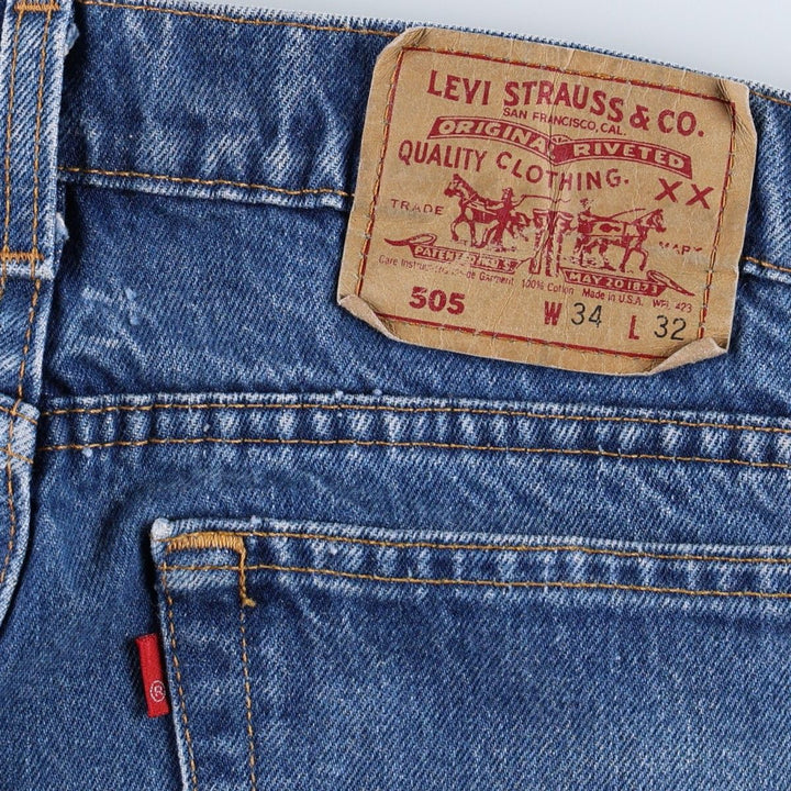 90'S Levi's 505-0216 Tapered Denim Pants, Made in USA, Men's, Size W33, Vintage cotton blue type Vintage Second Hand