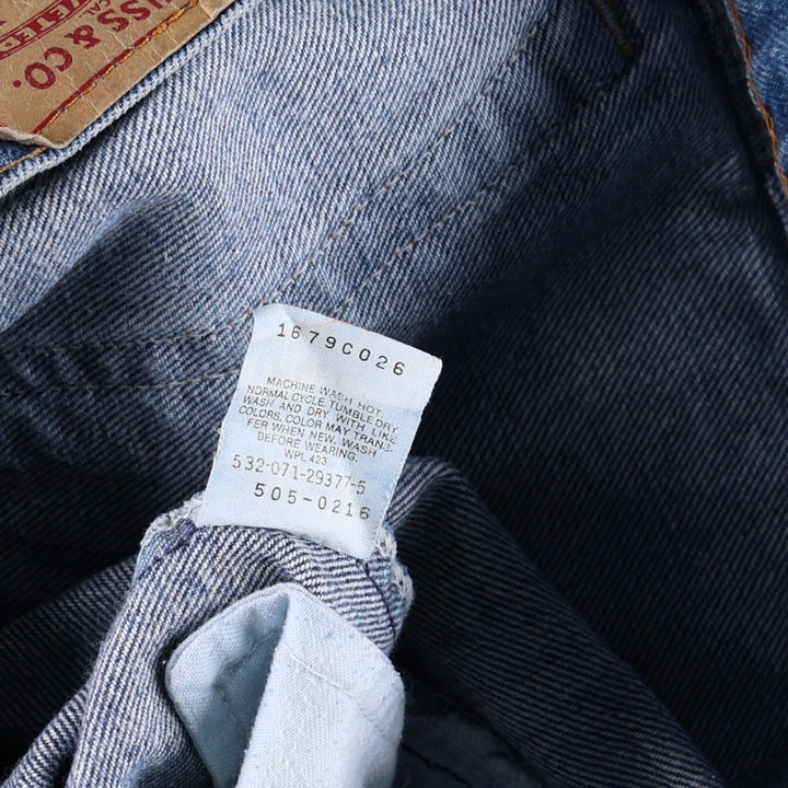 90'S Levi's 505-0216 Tapered Denim Pants, Made in USA, Men's, Size W33, Vintage cotton blue type Vintage Second Hand