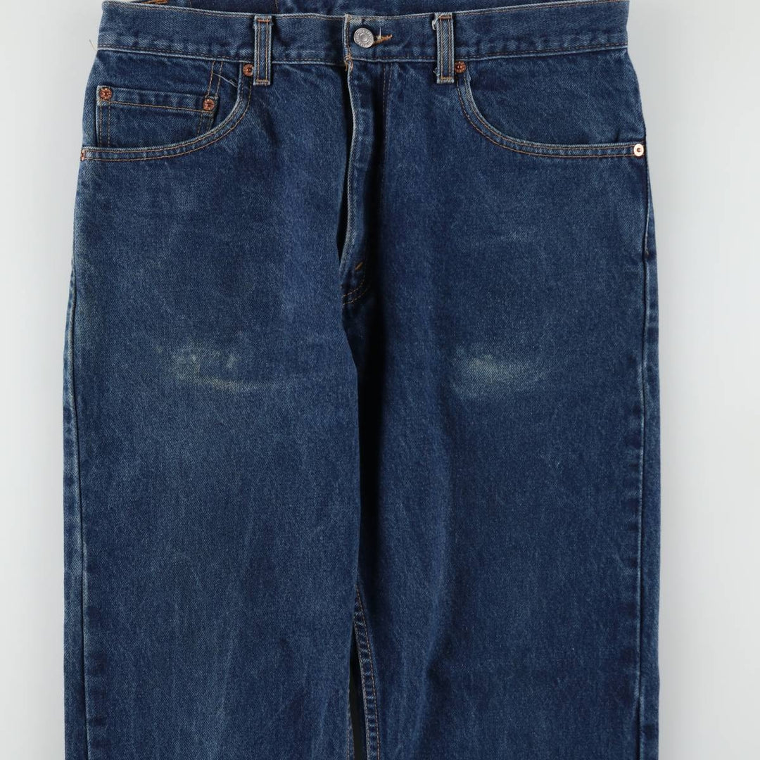 00'S Levi's 505 REGULAR FIT STRAIGHT LEG tapered denim pants made in USA, men's size w34 cotton blue type Vintage Second Hand