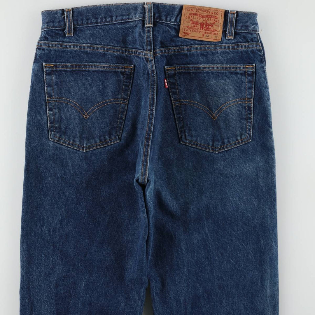 00'S Levi's 505 REGULAR FIT STRAIGHT LEG tapered denim pants made in USA, men's size w34 cotton blue type Vintage Second Hand