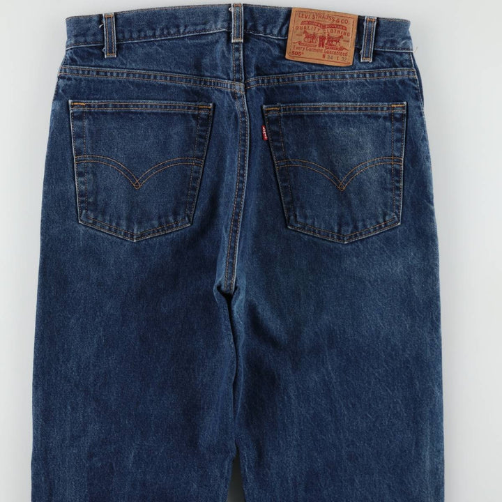 00'S Levi's 505 REGULAR FIT STRAIGHT LEG tapered denim pants made in USA, men's size w34 cotton blue type Vintage Second Hand