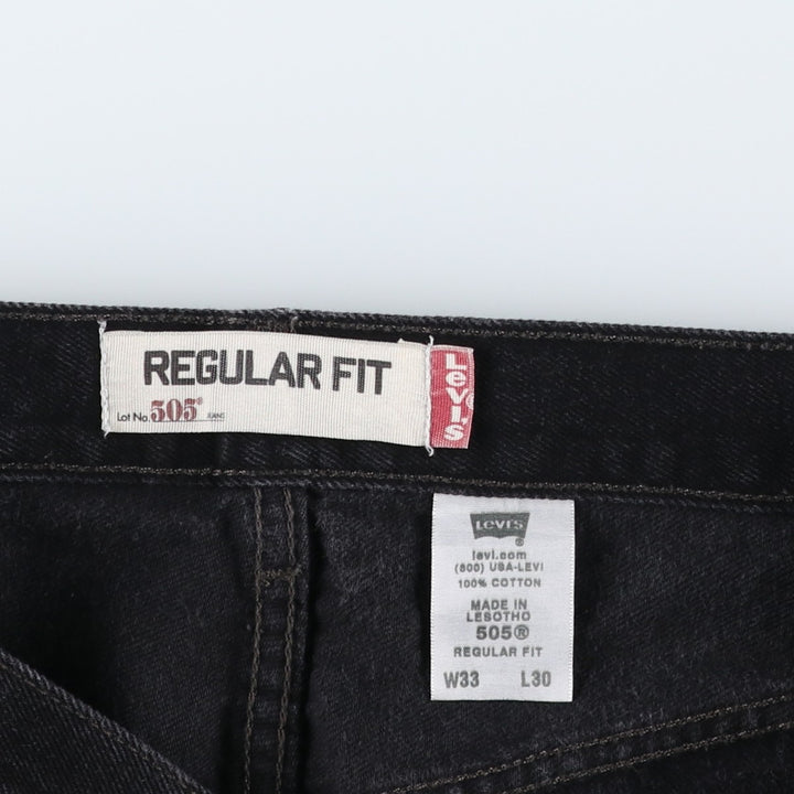 2000'S Levi's 505 Regular Fit Black Denim Tapered Denim Pants, Men's Size 34 cotton black type Vintage Second Hand