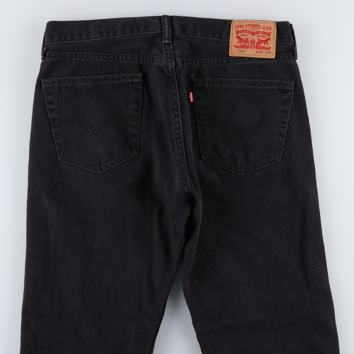 Levi's 505 Black Denim Tapered Denim Pants for Men, W35 equivalent cotton black type Vintage Second Hand
