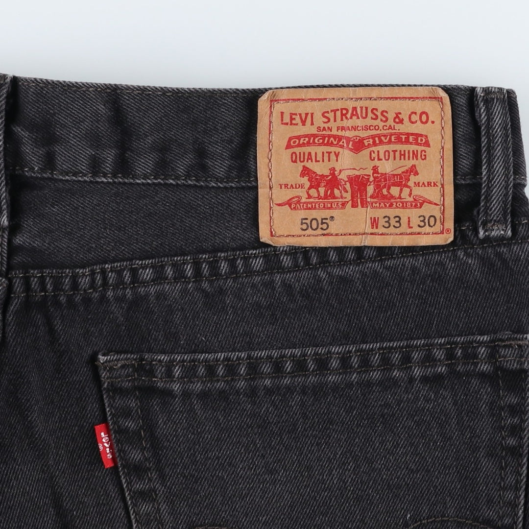 Levi's 505 STRAIGHT FIT Black Denim Tapered Denim Pants Men's W34 cotton black type Vintage Second Hand