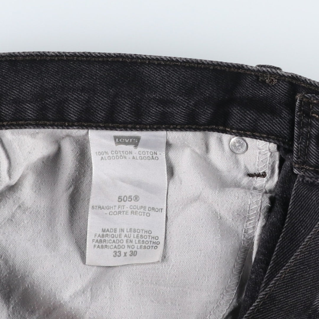 Levi's 505 STRAIGHT FIT Black Denim Tapered Denim Pants Men's W34 cotton black type Vintage Second Hand