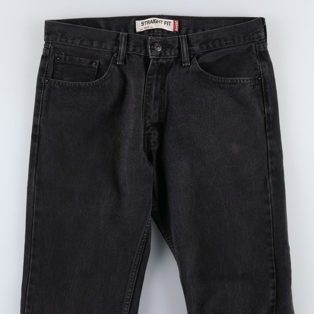 Levi's 505 STRAIGHT FIT Black Denim Tapered Denim Pants Men's W34 cotton black type Vintage Second Hand