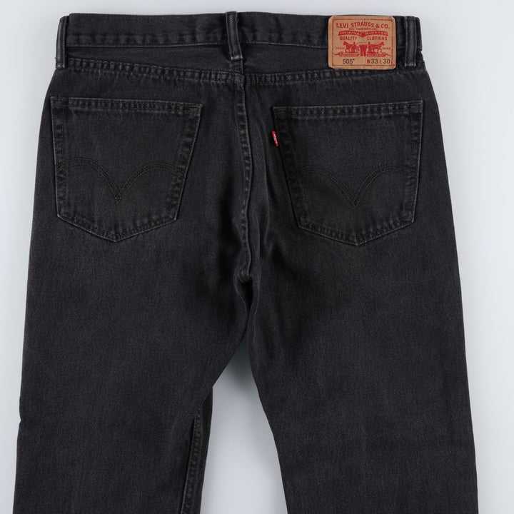 Levi's 505 STRAIGHT FIT Black Denim Tapered Denim Pants Men's W34 cotton black type Vintage Second Hand