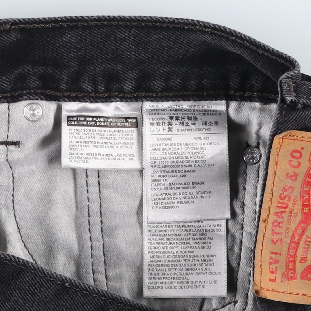 Levi's 505 Black Denim Tapered Denim Pants for Men, W34 equivalent cotton black type Vintage Second Hand