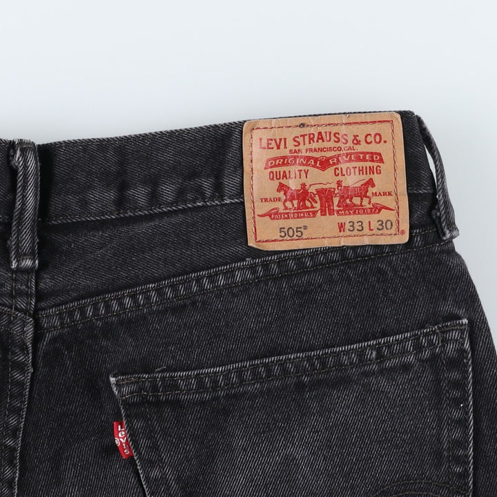 Levi's 505 STRAIGHT FIT Black Denim Tapered Denim Pants Men's W34 cotton Charcoal Vintage Second Hand
