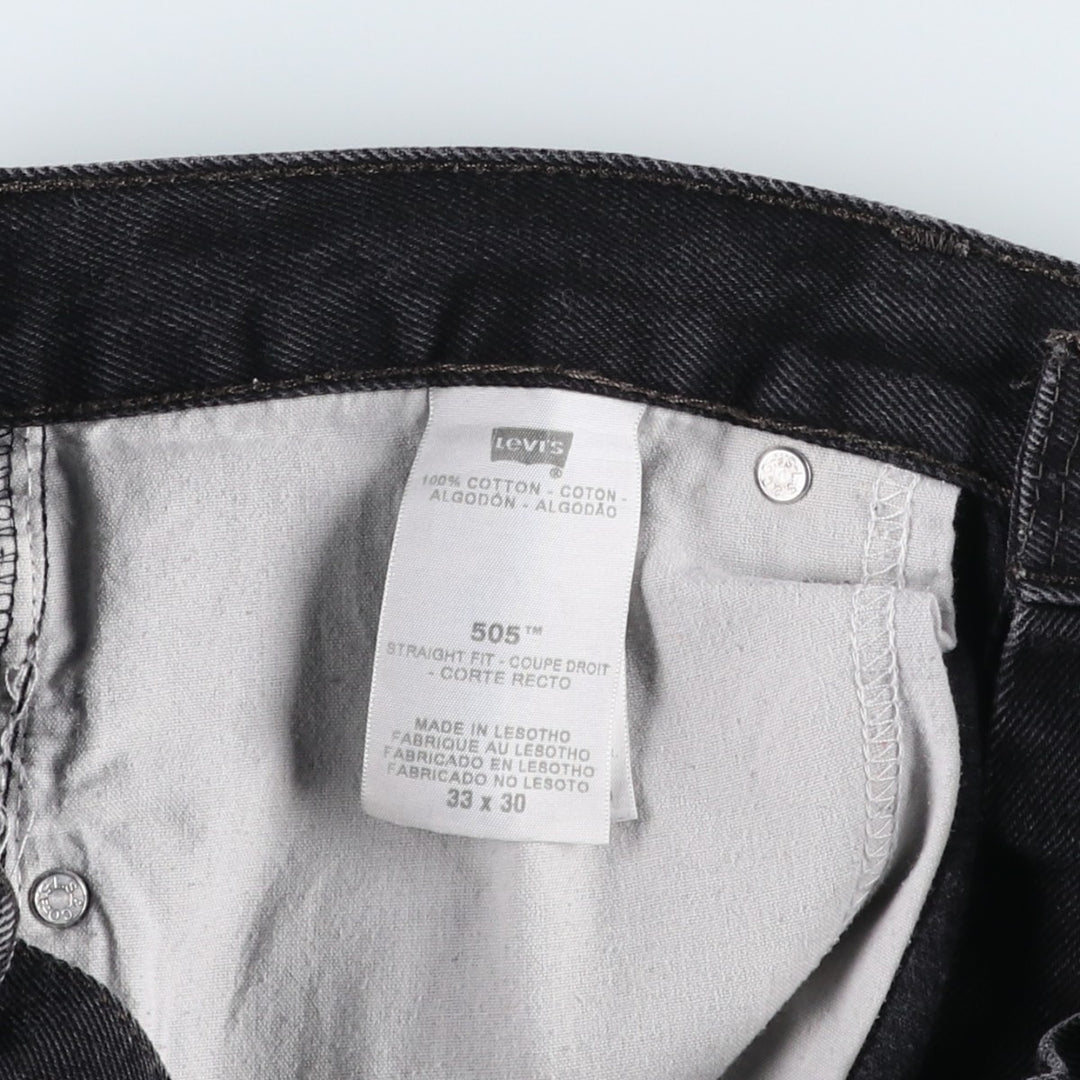 Levi's 505 STRAIGHT FIT Black Denim Tapered Denim Pants Men's W34 cotton Charcoal Vintage Second Hand