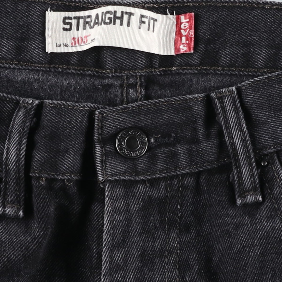 Levi's 505 STRAIGHT FIT Black Denim Tapered Denim Pants Men's W34 cotton Charcoal Vintage Second Hand