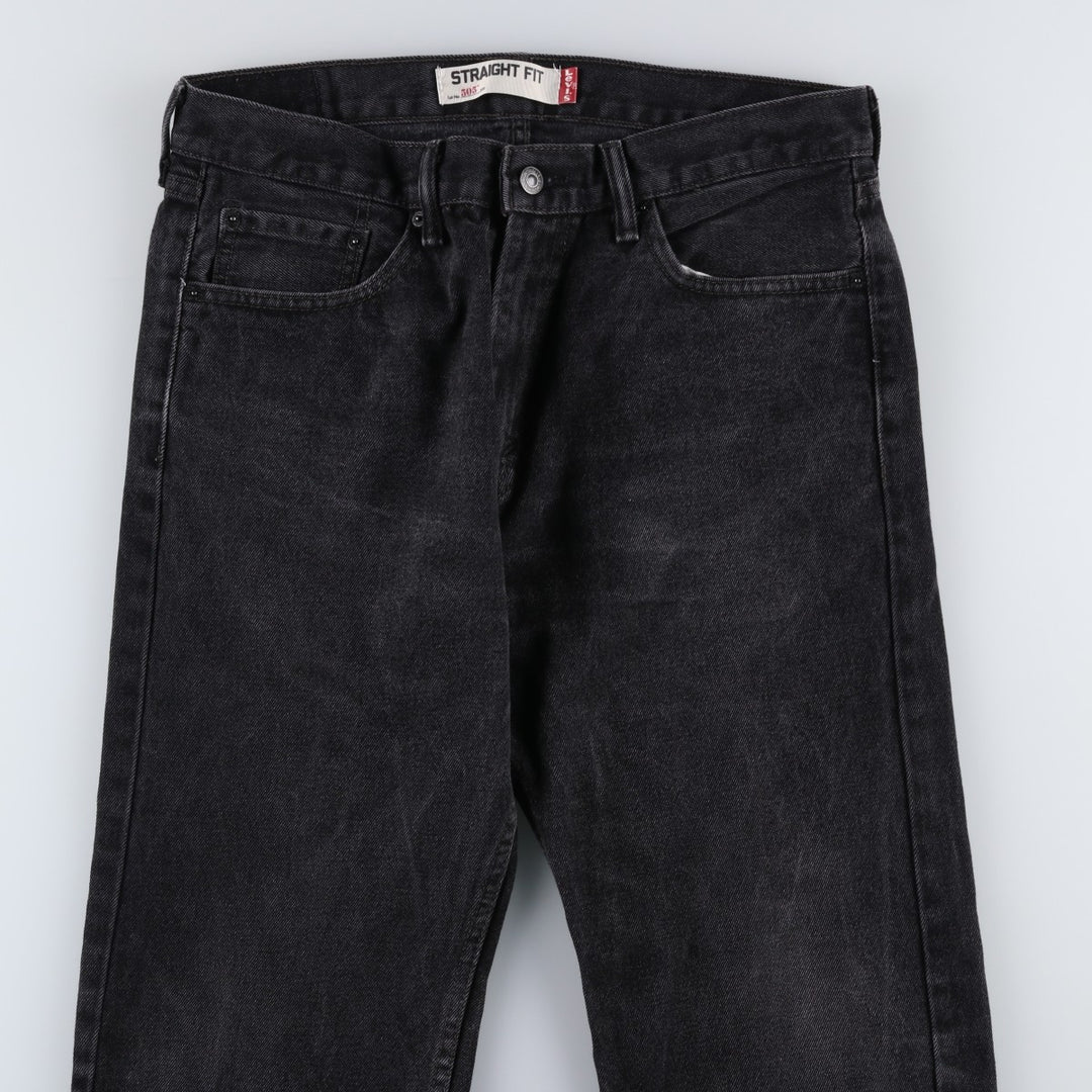 Levi's 505 STRAIGHT FIT Black Denim Tapered Denim Pants Men's W34 cotton Charcoal Vintage Second Hand
