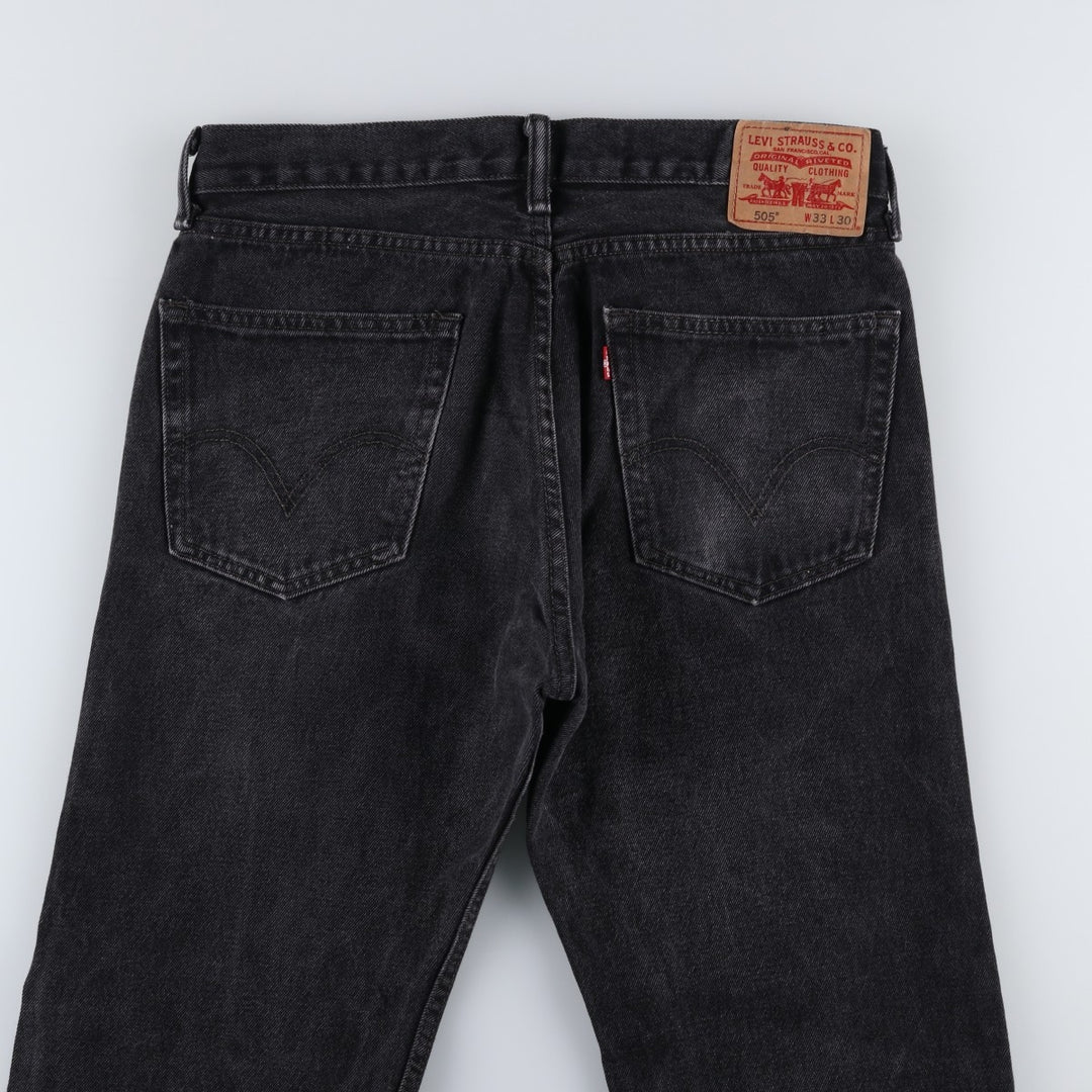 Levi's 505 STRAIGHT FIT Black Denim Tapered Denim Pants Men's W34 cotton Charcoal Vintage Second Hand