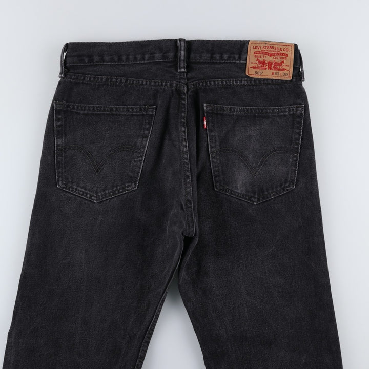 Levi's 505 STRAIGHT FIT Black Denim Tapered Denim Pants Men's W34 cotton Charcoal Vintage Second Hand