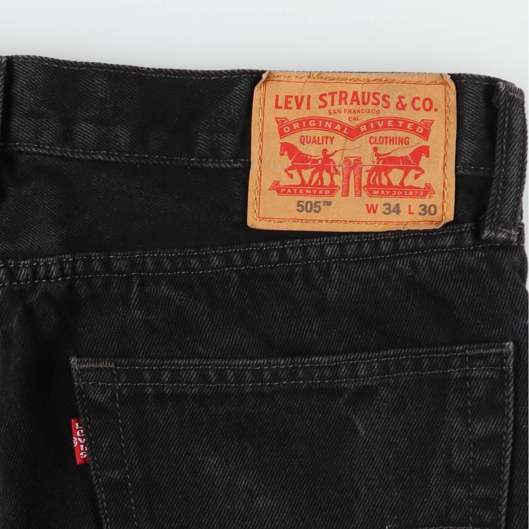 Levi's 505 Black Denim Tapered Denim Pants for Men, W34 equivalent cotton black type Vintage Second Hand