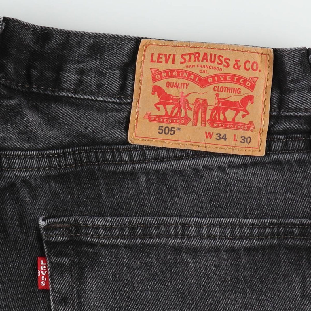 Levi's 505 Black Denim Tapered Denim Pants for Men, W34 equivalent cotton black type Vintage Second Hand