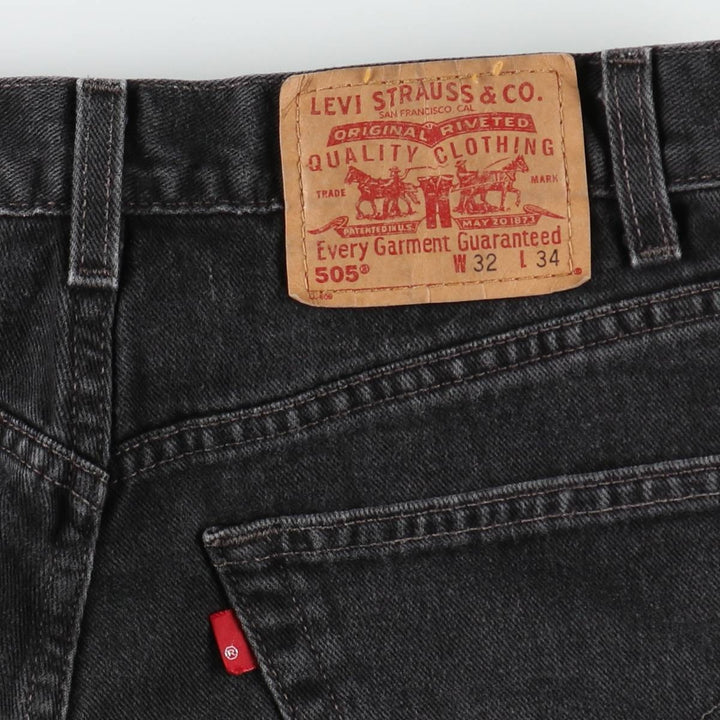2000'S Levi's 505 Regular Fit Straight Leg Tapered Denim Pants, Black Denim, Men's Size W31 cotton black type Vintage Second Hand