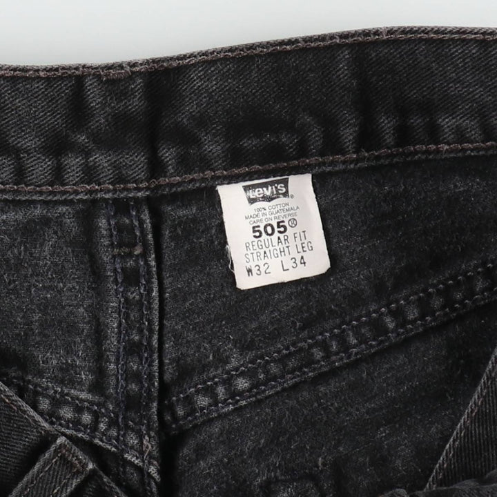 2000'S Levi's 505 Regular Fit Straight Leg Tapered Denim Pants, Black Denim, Men's Size W31 cotton black type Vintage Second Hand